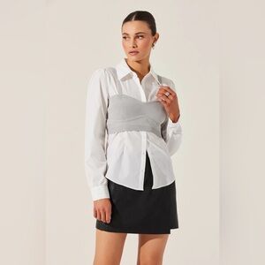 ASTR The Label layered Bustier Top & Button-up Shirt